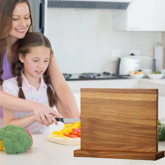 WXCOO Home Kitchen Magnetic Knife Holder Kitchen Knife Block Acacia Wooden Strong Enhanced Magnets Stands Storage Knife Holder