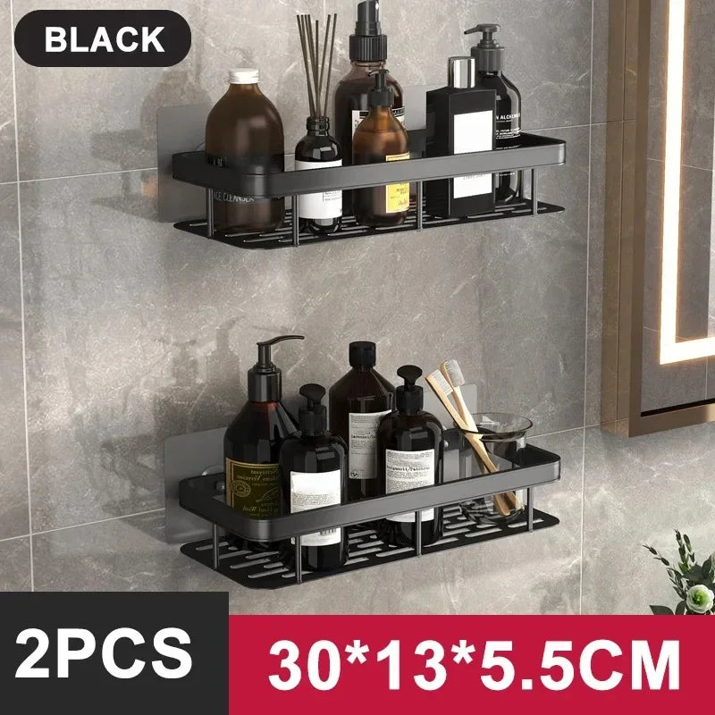 Wall Mounted No Drill Aluminum Alloy Shower Shelf Durable