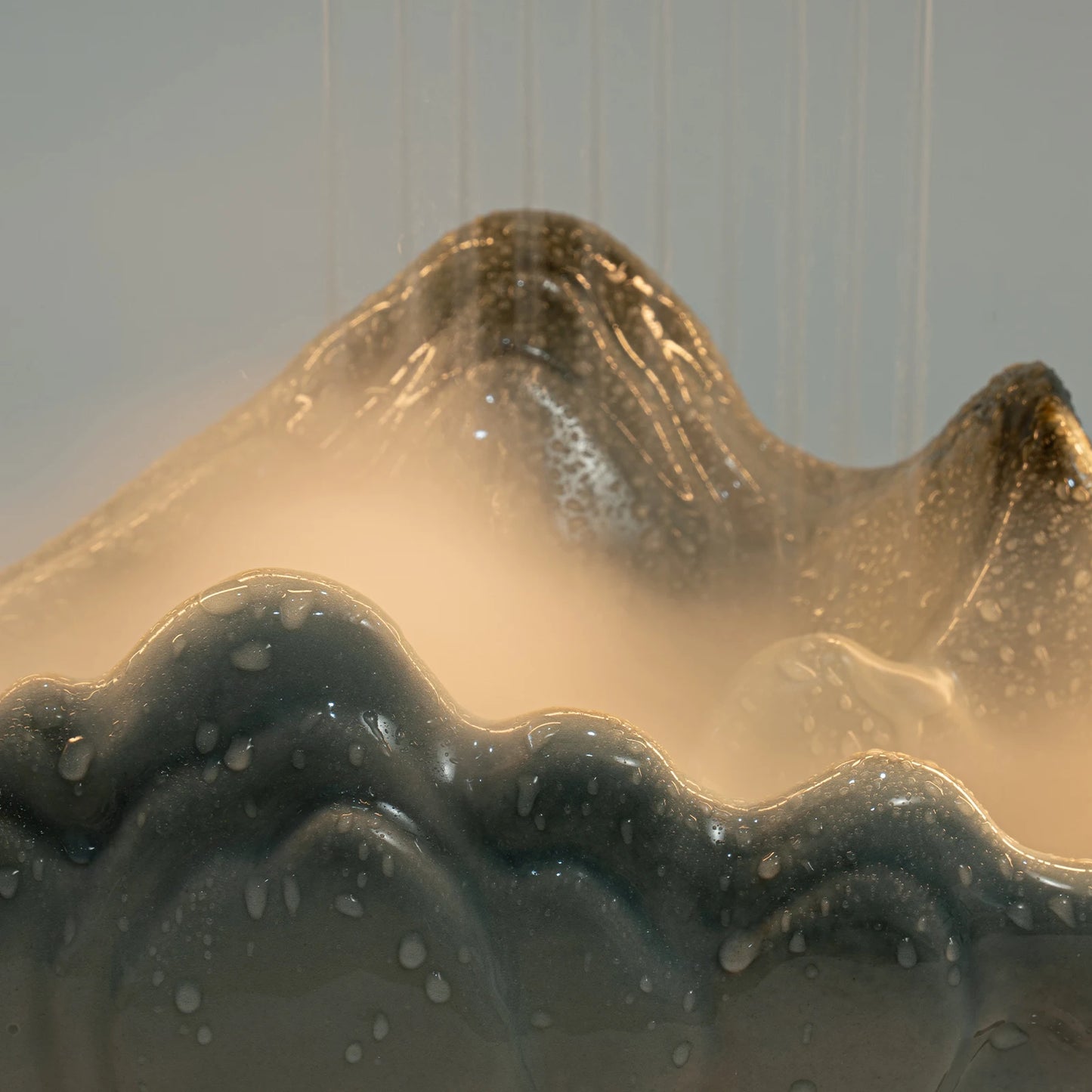 Tabletop Fountain with LED Lights Indoor Rockery Waterfall for Mist Effect Home Office Decor