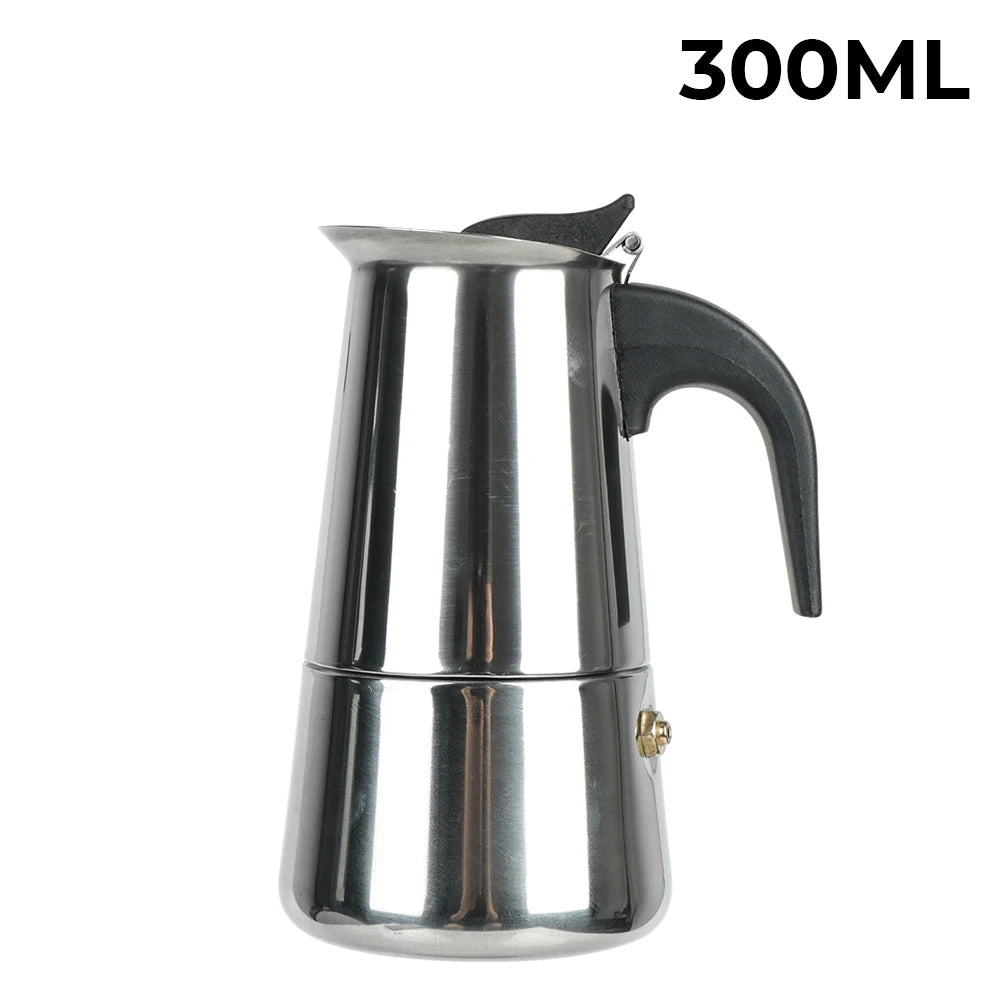 Retro Italian Moka Pot Coffee Maker Stainless Steel Portable