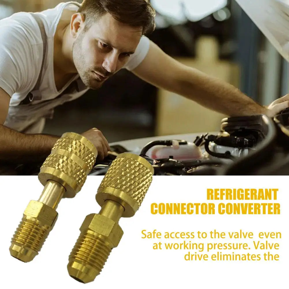 2pcs R410a AC Adapter 5/16" 1/4" SAE Male Female For Valve System Tool SAE External Thread 1/4" SAE Car Accessories