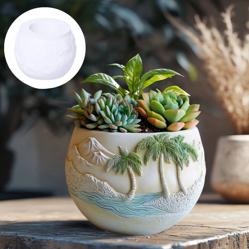 Witch Magic House Relief Pumpkin Succulent Plant Flower Pot Resin Mold  House Relief Storage Box Castle Candle Cup Gypsum Molds