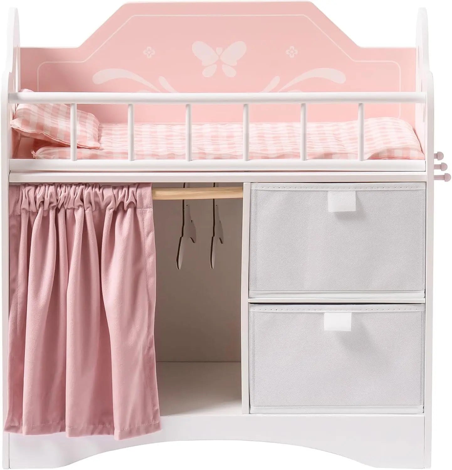 Rolife Wooden Doll Crib With Storage And Changing Table