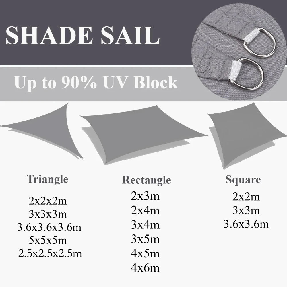 5x4M/4x6M Waterproof Large Sun Shelter Sunshade Protection Outdoor Canopy Garden Patio Pool Shade Sail Awning Camping Shade Net
