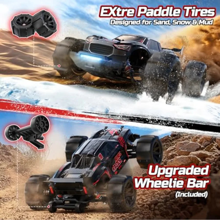 DEERC Fast RC Car for Adults 1/14 Brushless Remote Control Car Truck 46+ MPH High Speed 4WD Off Road Waterproof All-Terrain wit