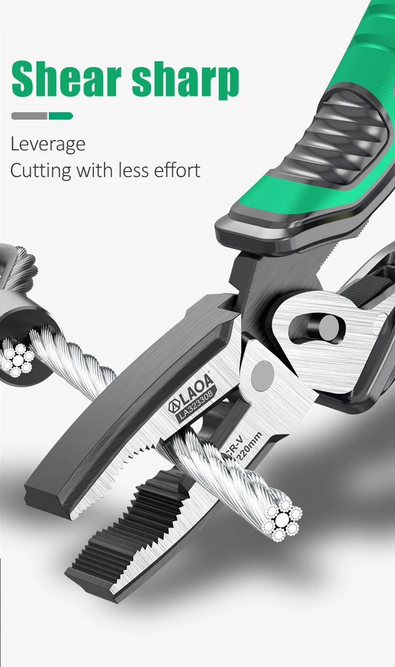 LAOA 8.5 Inch Wire Cutters Professional Eccentric Dual Shaft Labor-saving Electrician Pliers CR-V Household Hand Multi Tool