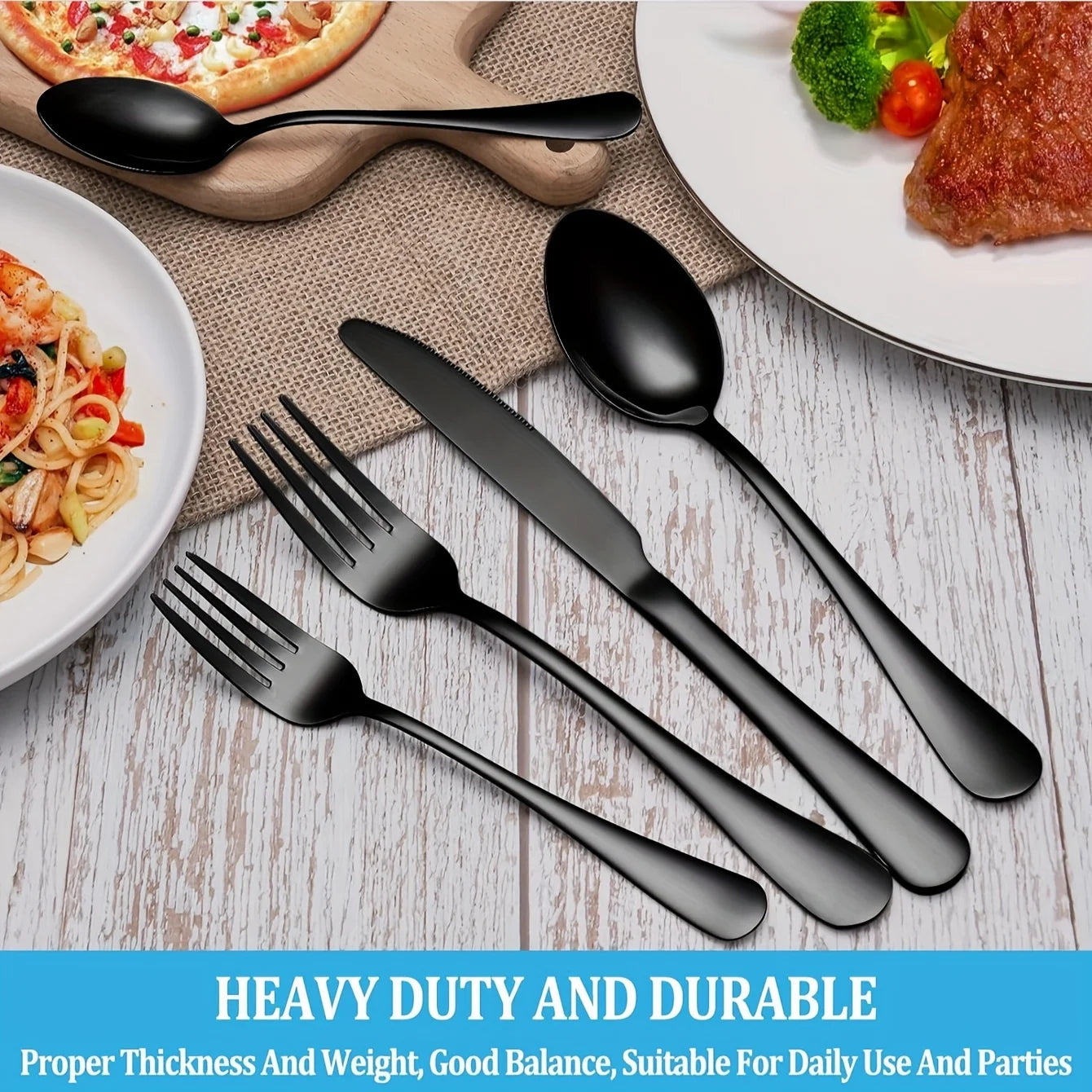 Stainless Steel Flatware Set With Steak Knives Food Grade
