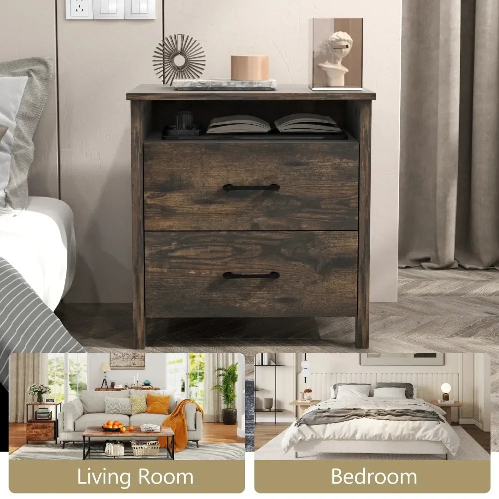 Modern Farmhouse Nightstand Set of 2 Rustic End Tables