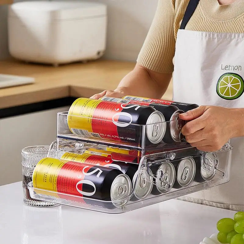 Refrigerator Soda Can Organizer 2-Tier Clear Canned Food Holder