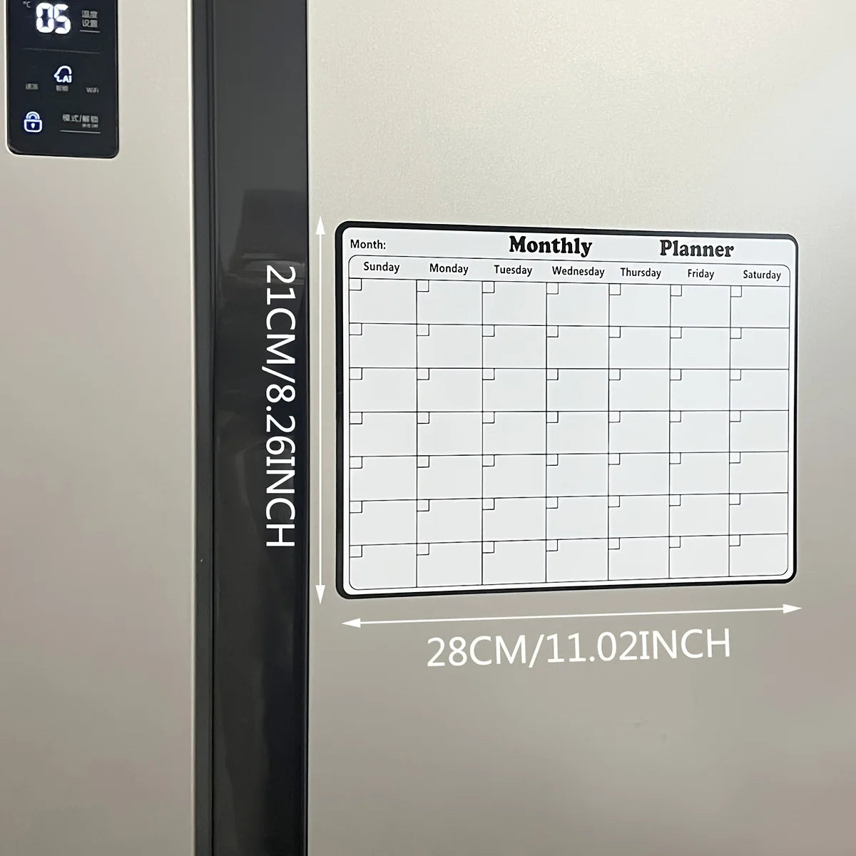 Stylish Magnetic Dry Erase Calendar - Versatile Monthly Planner for Refrigerator - Easy Kitchen Organization & Decor