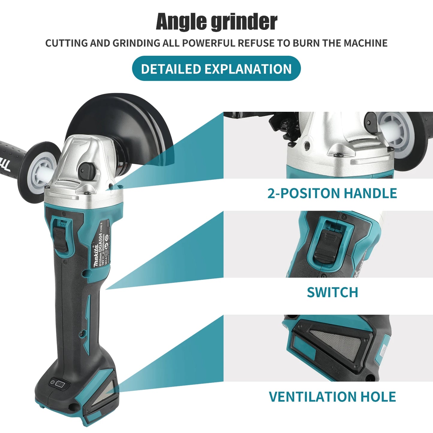 Makita DGA504 18V Brushless Angle Grinder Cutting And Polishing