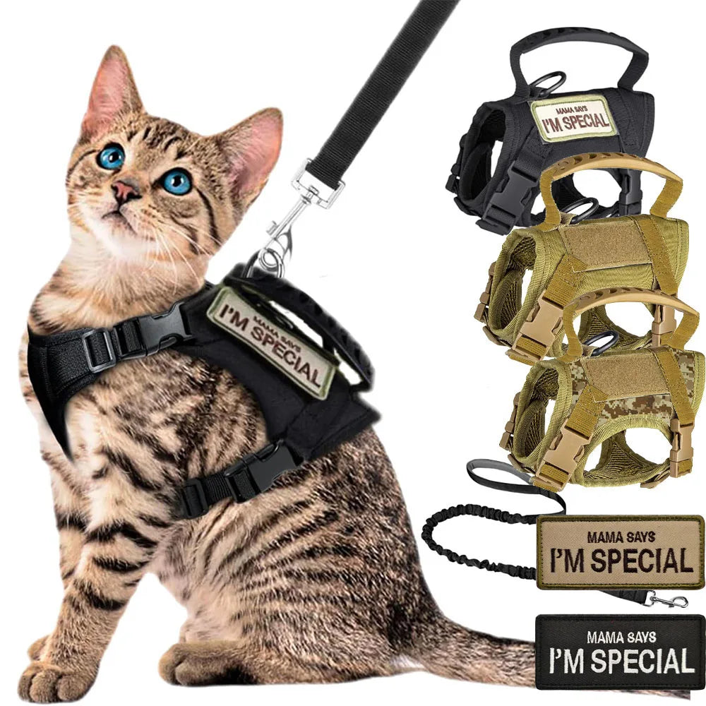 Adjustable Tactical Pet Harness With Breathable Mesh Vest