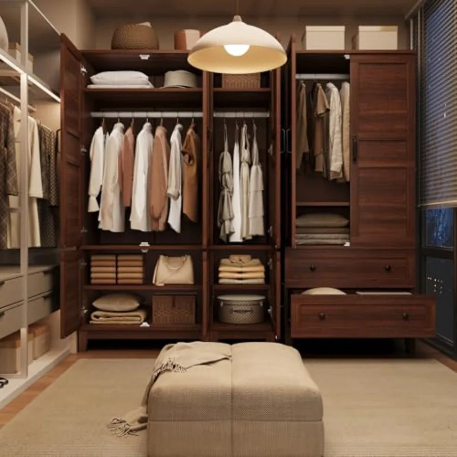 Armoire Wardrobe Closet with 2 Doors Wooden Wardrobe Cabinet with Hanging Rod 72 in Narrow Tall Clothing Armoire Cabinet with 1