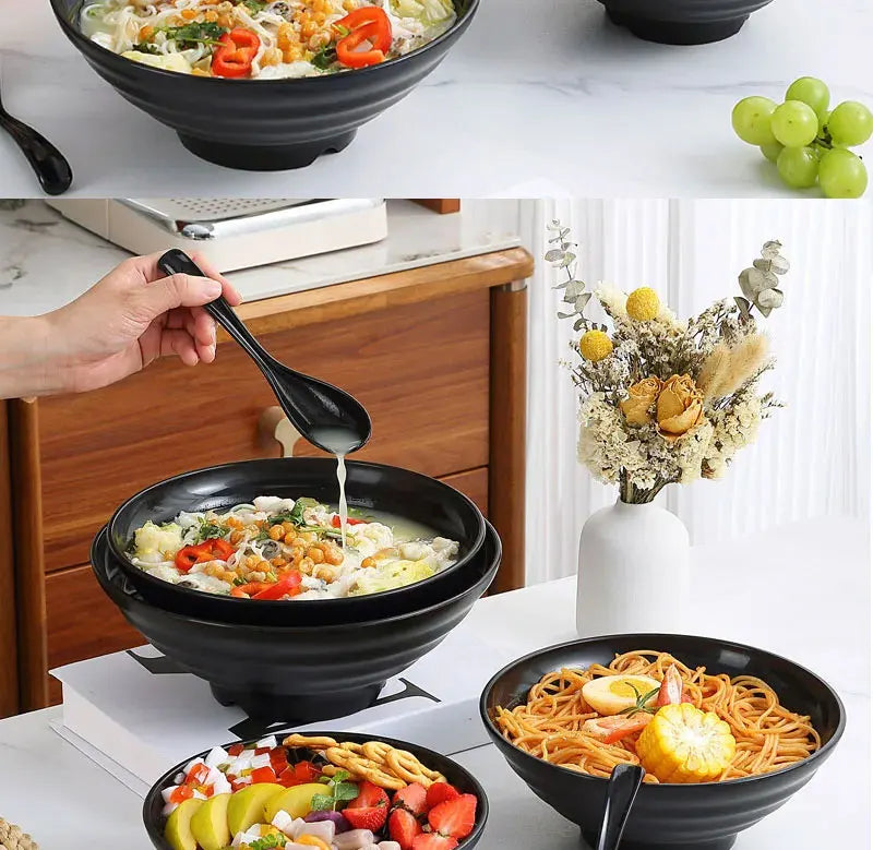 Frosted Melamine Ramen Bowl Imitation Porcelain Large Noodle High Temperature Resistance Bowl Salad Soup Bowl Fast FoodTableware