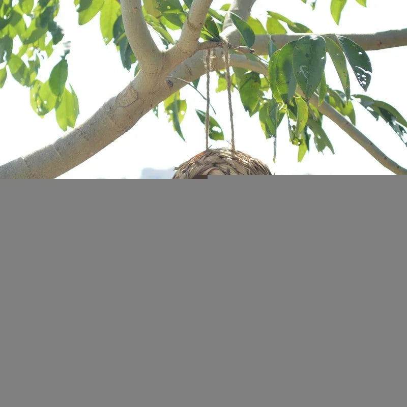 2024 New Birds Nest Bird Cage Grass Egg Cage Bird House Outdoor Decorative Weaved Hanging Parrot Nest Houses Pet Bedroom
