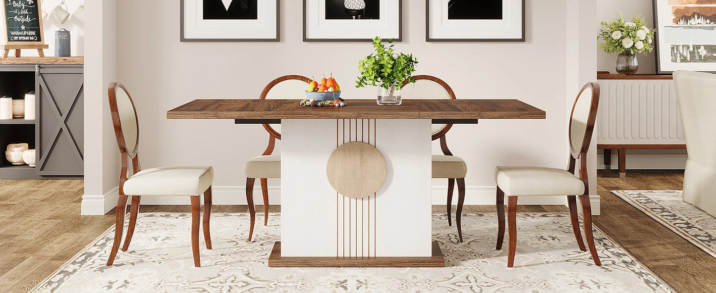 Tribesigns 55" Rectangular Dining Table for 4 to 6 People, Farmhouse Wood Dinner Table for Kitchen, Dining Room & Living Room