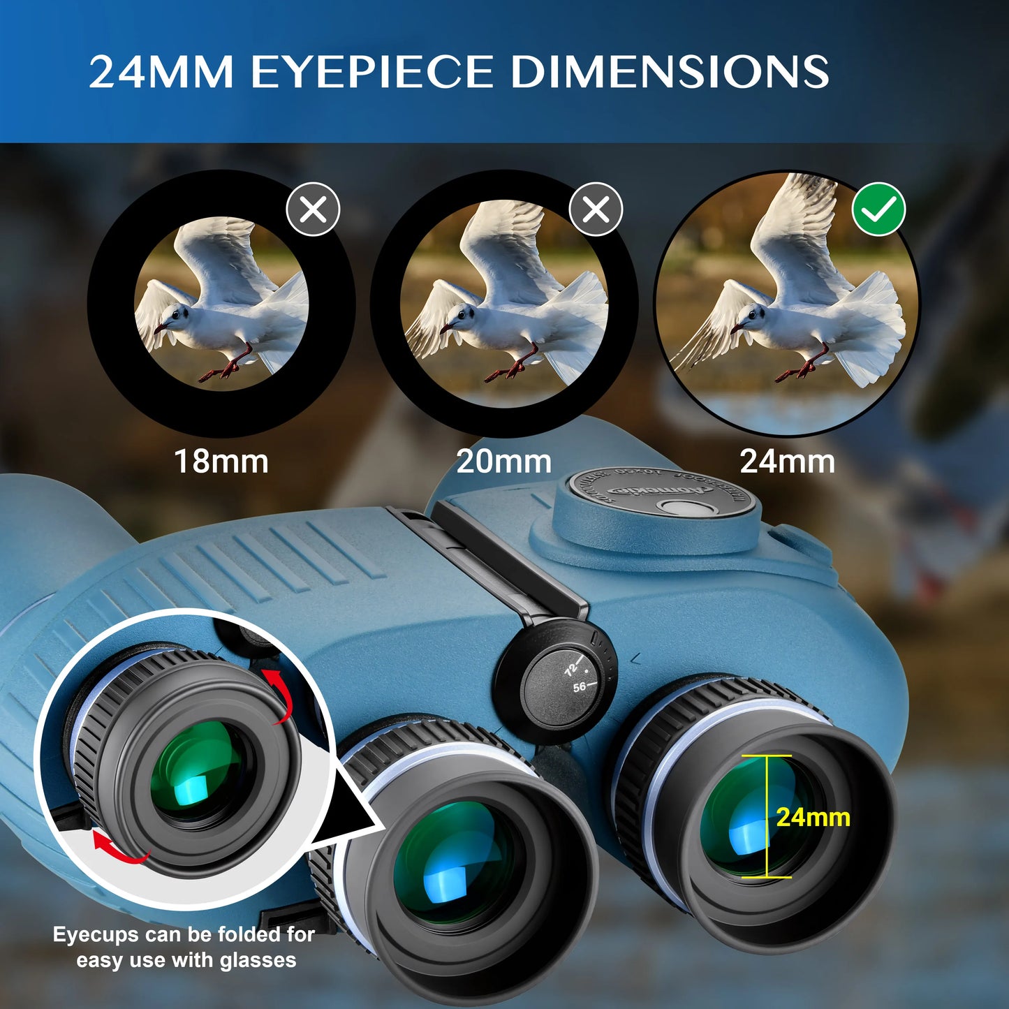 10X50 Marine Waterproof Binoculars for Adults with Illuminated Rangefinder Compass BAK4 IPX7 for Boating Hunting Fishing