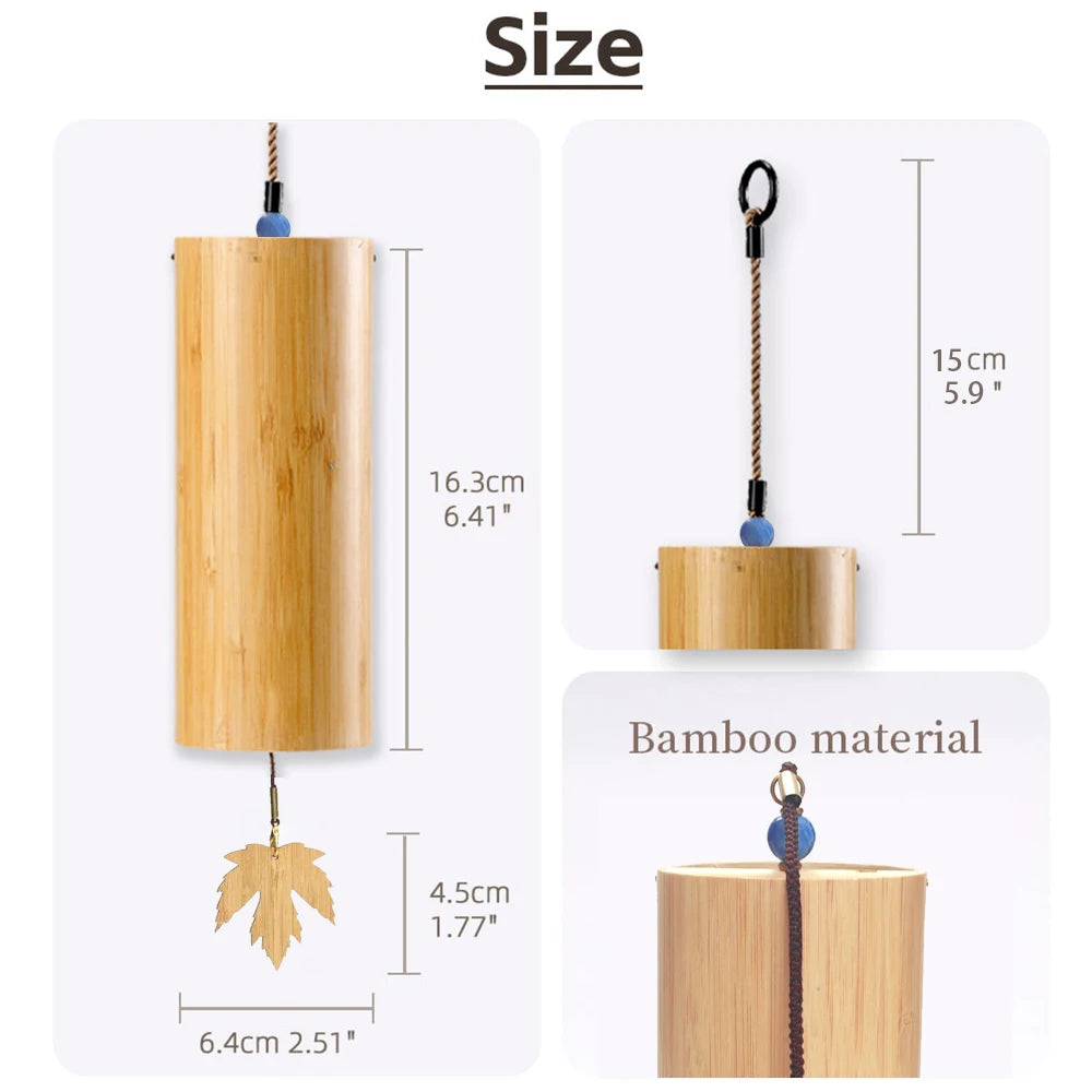 Elegant bamboo wind chimes, with musical notes and chord bells, Japanese-style bells, deep tones