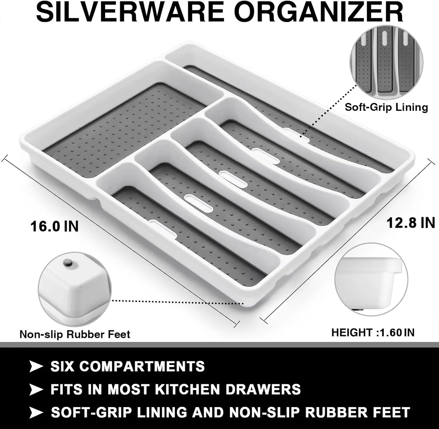 49-Piece Silverware Set with Organizer, Heavy Duty Stainless Steel Flatware Set for 8, Cutlery Utensil Sets with Steak Knives, Rust-proof, Mirror Polished, Dishwasher Safe, Heavy Duty