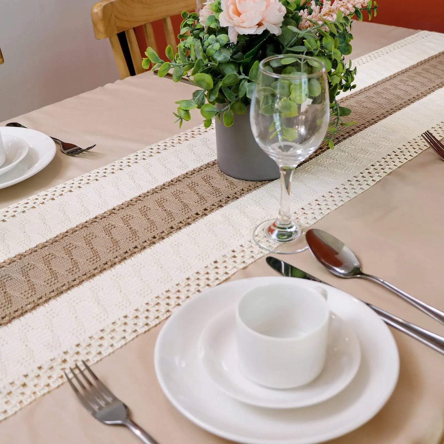 Boho Macrame Table Runner With Tassels For Rustic Decor
