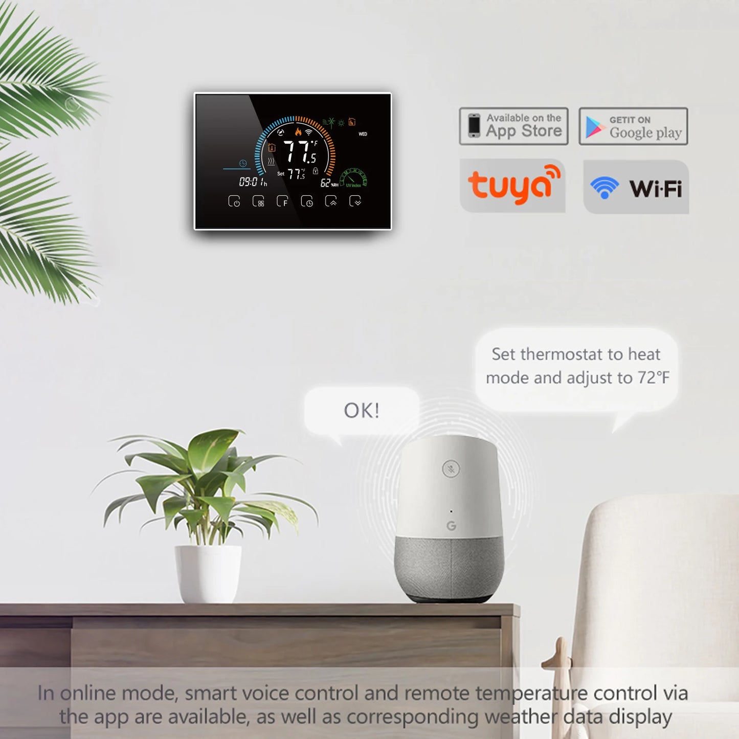 Programmable Smart WiFi Thermostat for Home with No C-Wire
