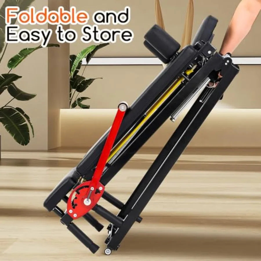 Home Gym Pilates Reformer Machine, Steel Frame, Black, Quick-Assembly Foldable Design with Up to 330lbs Capacity and Adjustable