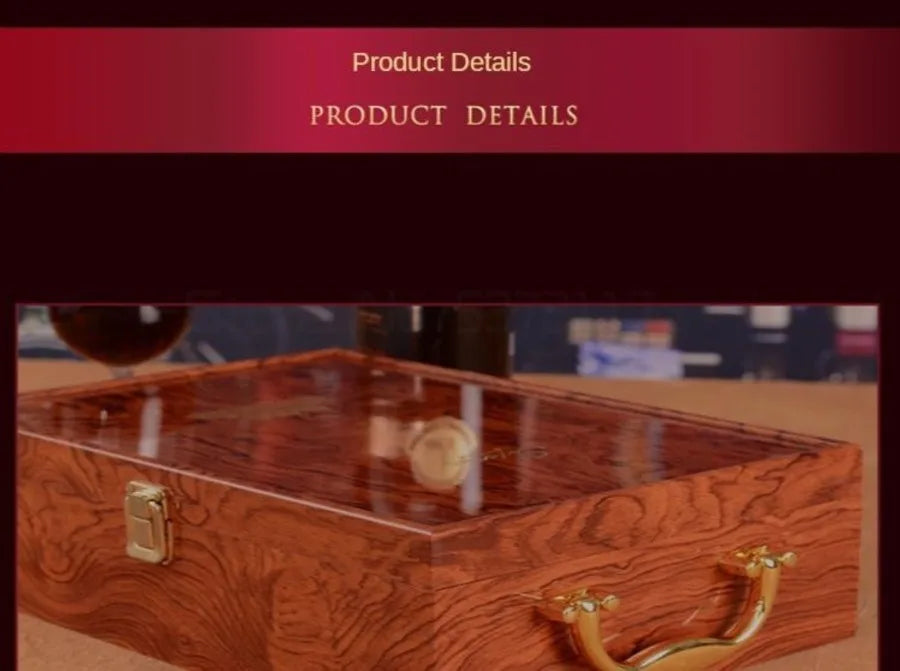 Double Leather Box Wine Bottle Box Luxury Handle Wooden Wine Box Organizer Gift Wood Wine Holder for Red Wine Champagne