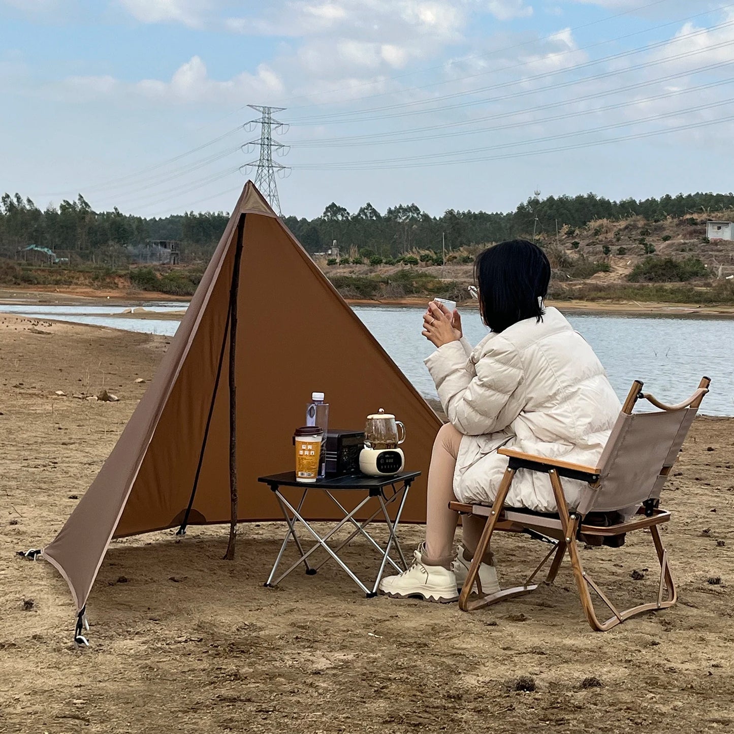 210g 20D Nylon Ultralight Camping Stove Windbreak Wind Screen Shield Fire Retardant No Poles Ropes Windproof Privacy Windscreen