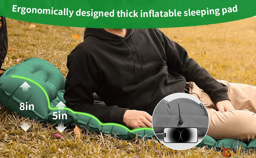 Camping Sleeping Pad Mat Inflatable, Ultralight Compact Camping Mattress, Outdoor Waterproof Sleep Pad for Backpacking Hiking