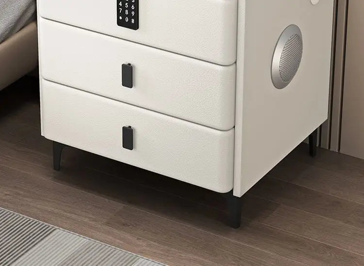 Smart Multifunctional Bedside Table with Wireless ChargerTouch Control 3-Color LEDLightModern Nightstand with Solid Wood