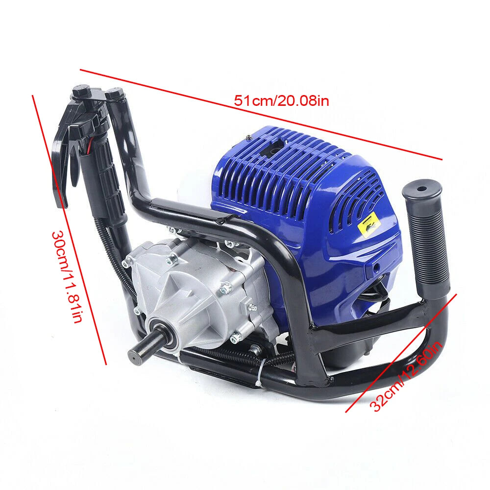 52CC 2-Stroke Gas Powered Post Hole Digger with 4/8" Earth Auger Bit and 12" Rod Air-cooled Single-cylinder