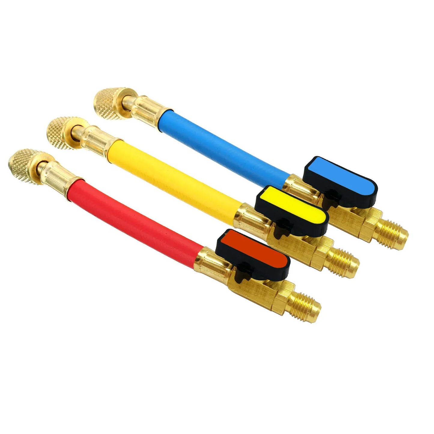 R134A R22 R12 1/4" SAE Charging Hoses and Ball Valve Set for AC HVAC Maintenance Air Condition Refrigeration Charging Tool