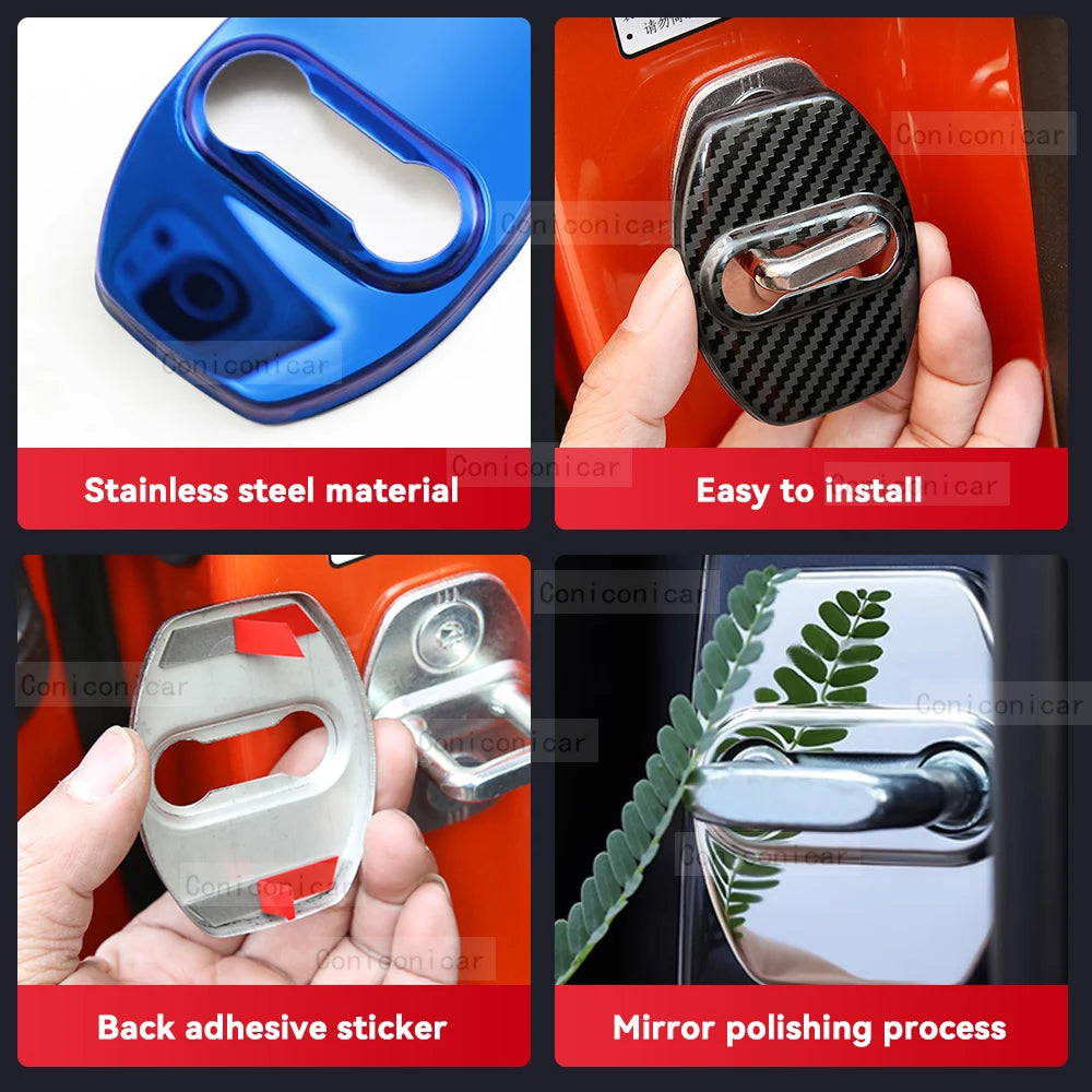 For BAIC BJ30 2024 2025 Auto Car Door Lock Buckle Cover Latch Anti Rust Protect Stainless Steel Accessories Decoration