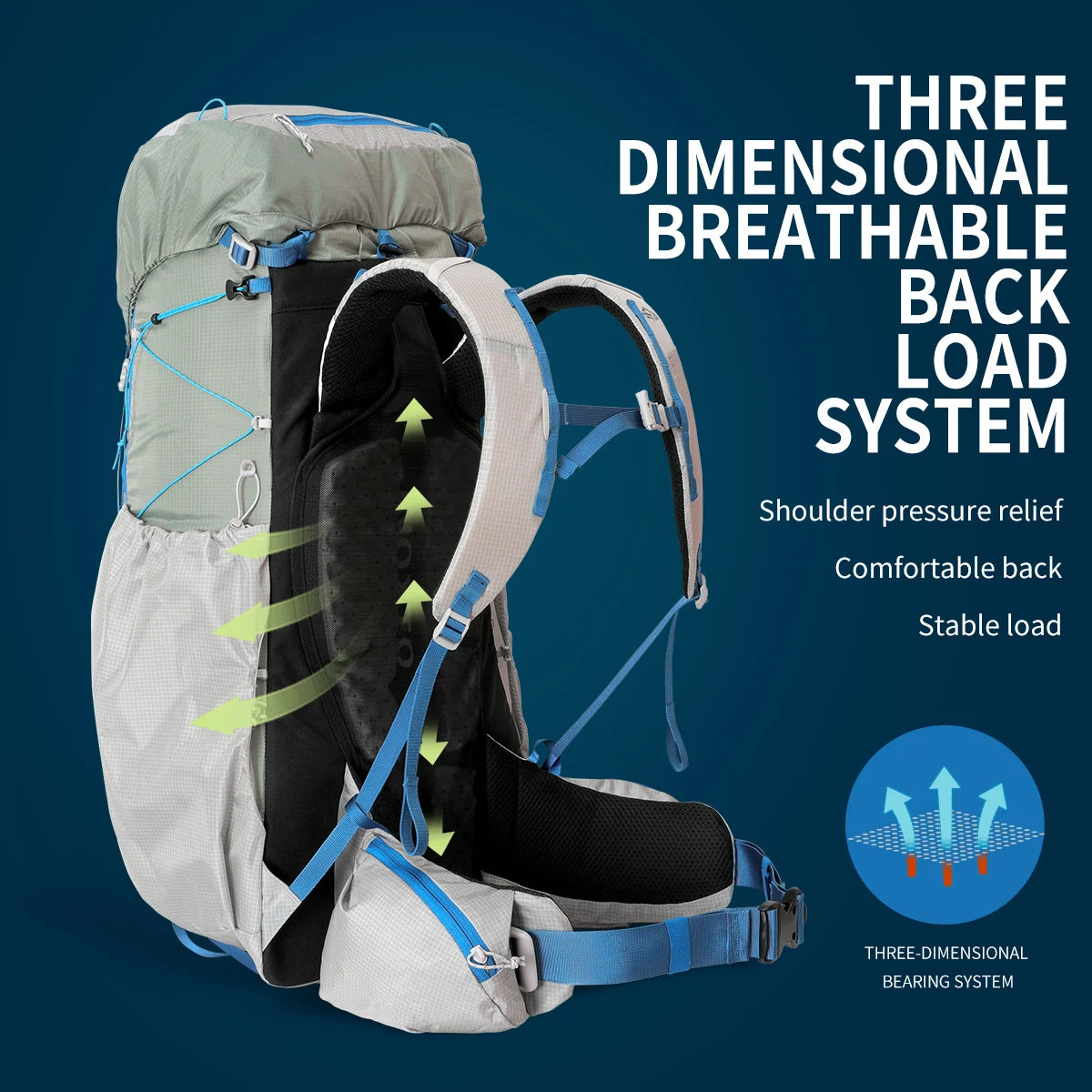 55L Internal Frame Waterproof Hiking Camping Backpack with Rain Cover, Large Lightweight Travel Daypack Rucksack for Climbing