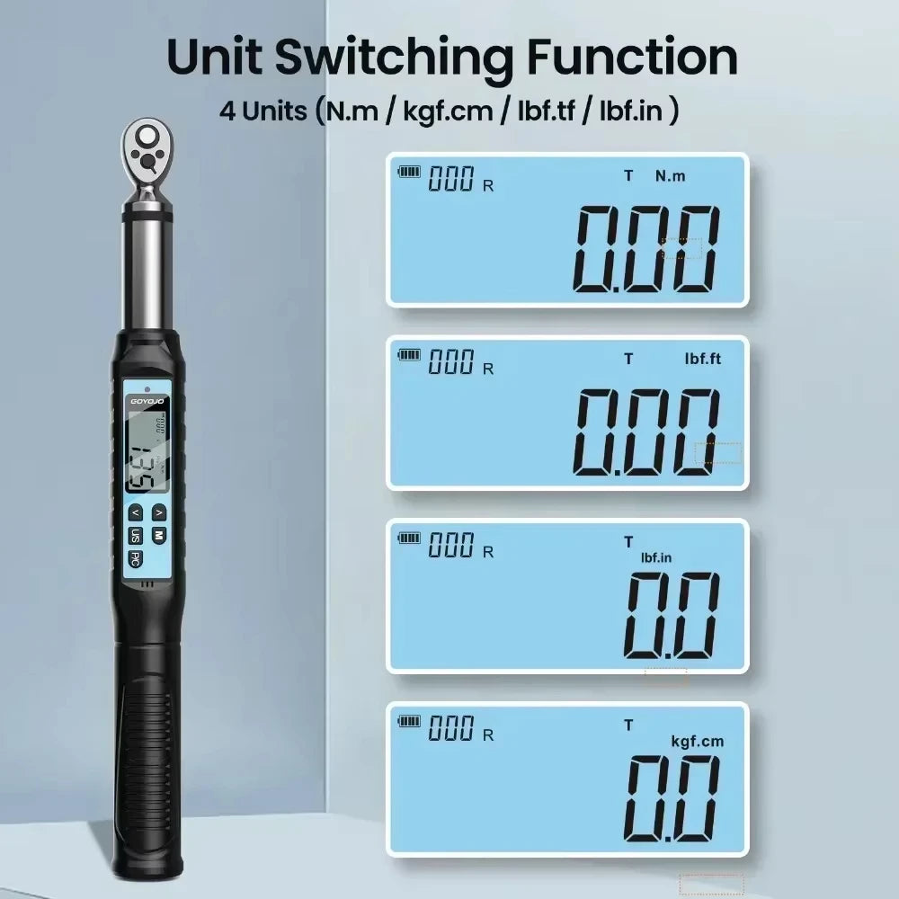 GOYOJO Digital Torque Wrench 3/8" 1/2" Drive 2% Torque Accuracy Electric Torque Wrench with 3 Adjustable Modes for Car Care