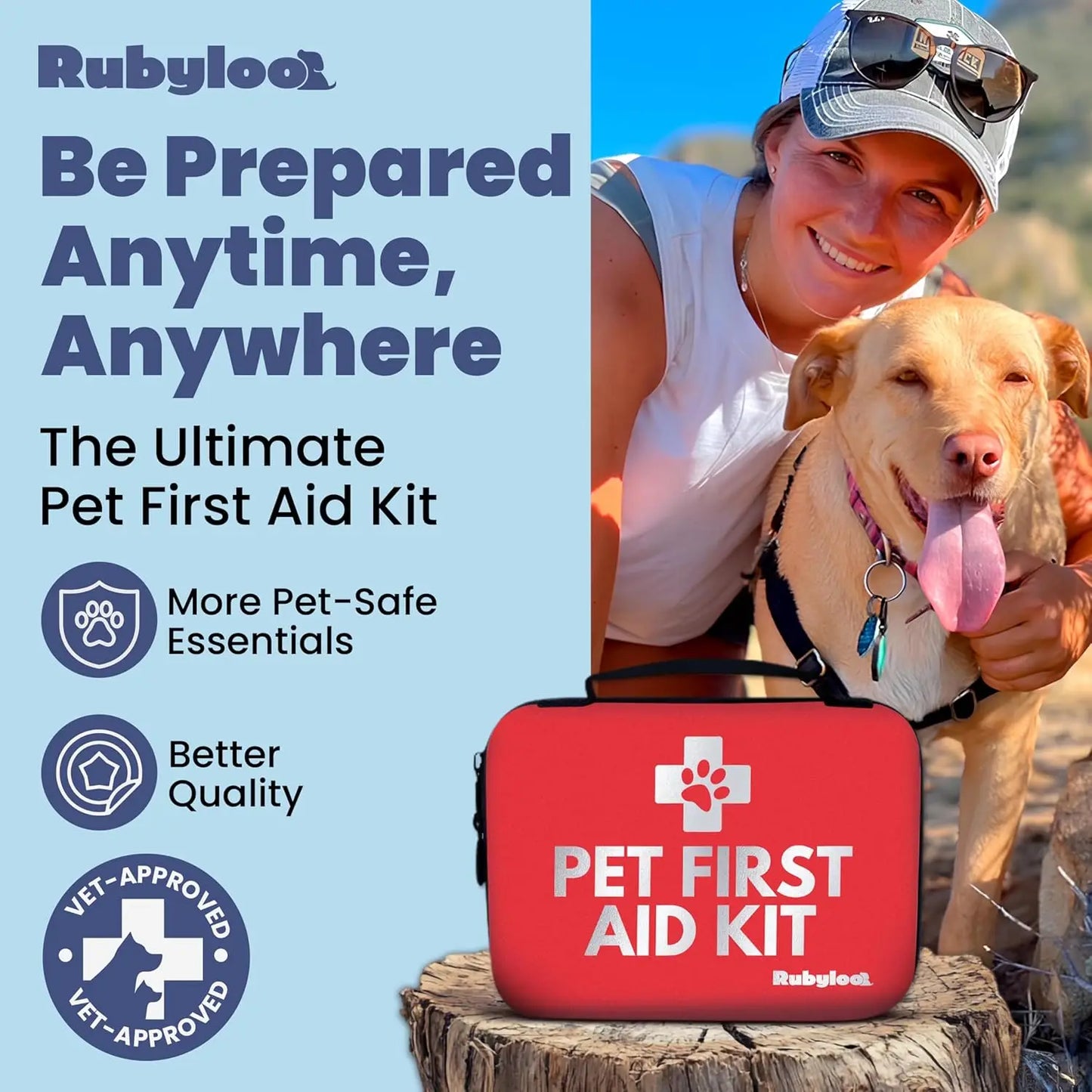 Emergency Pet First Aid Kit for Dogs & Cats - Vet-Approved Supplies with Guide, Tick Remover, and Travel Case