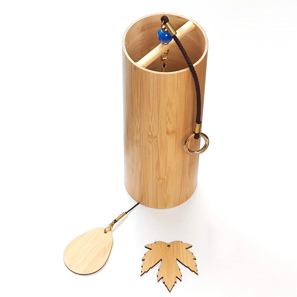 Elegant bamboo wind chimes, with musical notes and chord bells, Japanese-style bells, deep tones