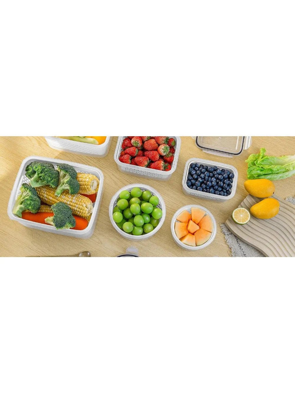 6pcs/set Large Capacity Fruit Storage Containers for Fridge with Removable Colander,Keep Berry Fruit Fresh Longer