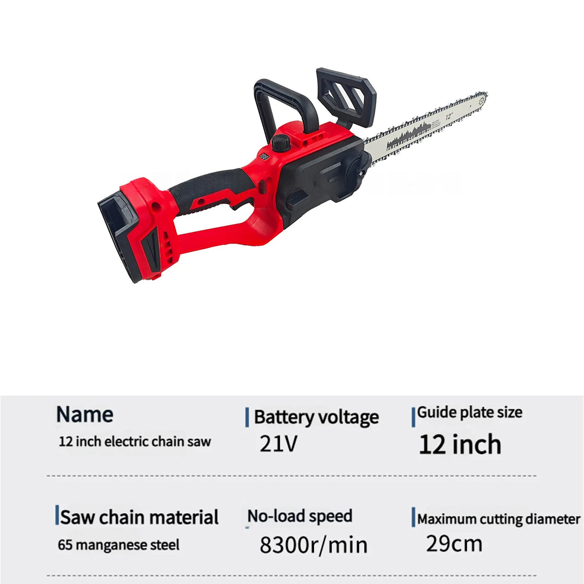 Milwaukee 12 Inch Brushless Chain Saw Cordless Electric Trimming Chain Saw Garden Woodworking Cutter for Logging and Trimming