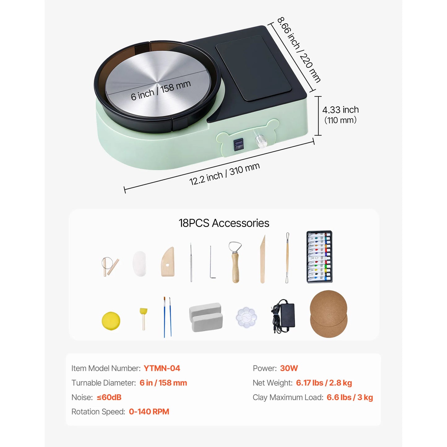 Electric Pottery Wheel for Beginners with Adjustable Speed