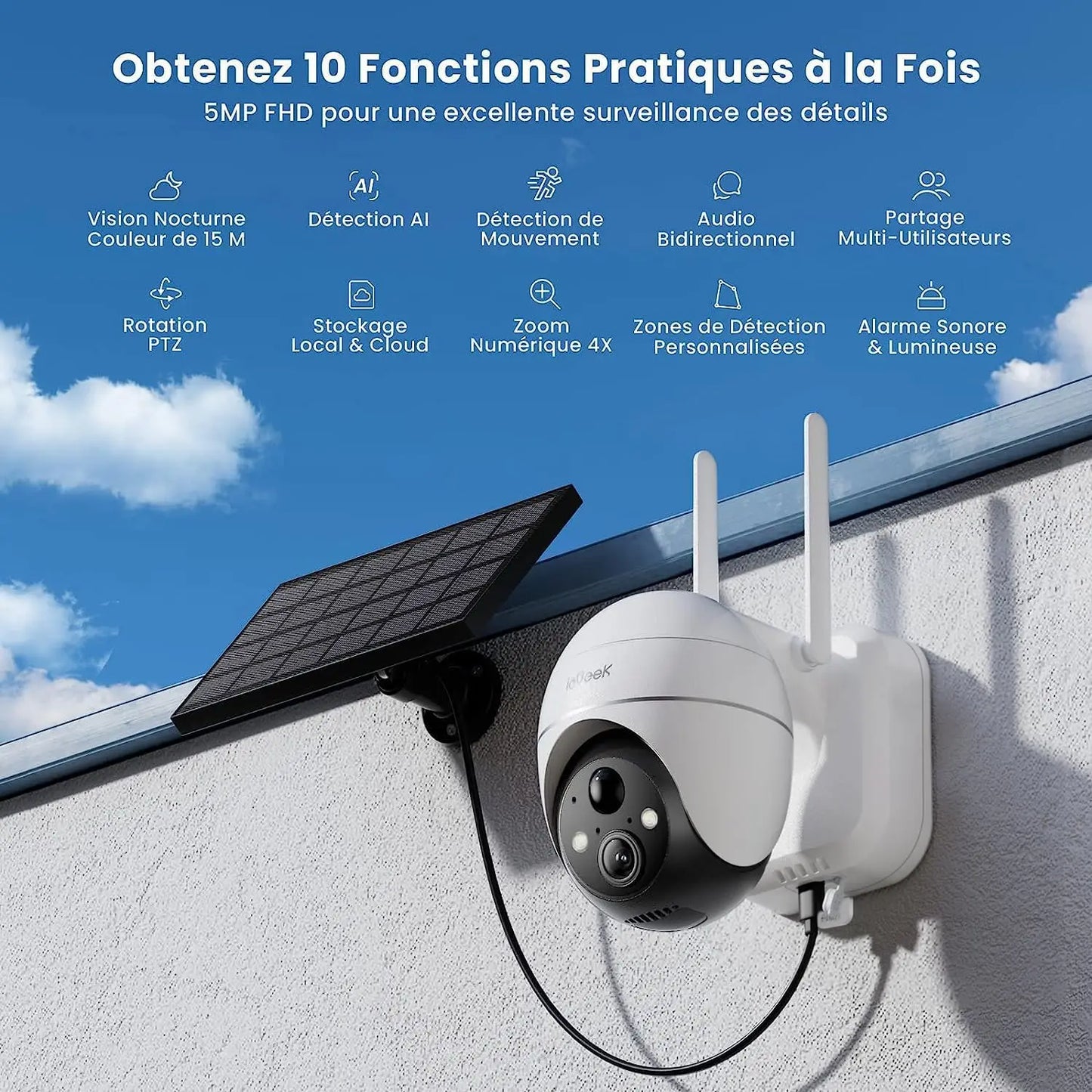 IeGeek 5MP Wireless Outdoor WiFi Surveillance Camera Solar