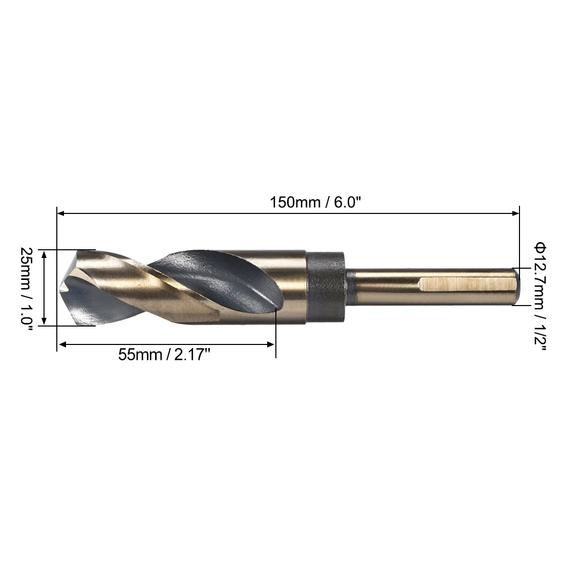 1pcs Twist Drill Bit 13/14/15/16/17/18/19/20/22/25mm 0.39-1/2Inch Shank Reduced Shank HSS Twist Drill Bits for Stainless Steel