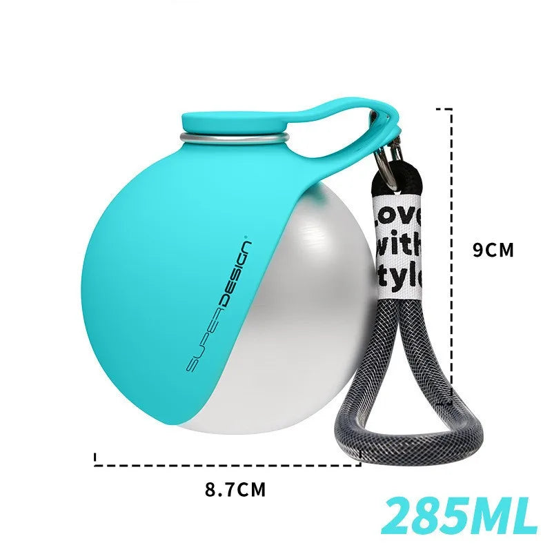 Portable Dog Water Bottle Stainless Steel Travel Cat Water Dispenser with Bowl No-Spill Puppy Water Bottle for Walking Hiking