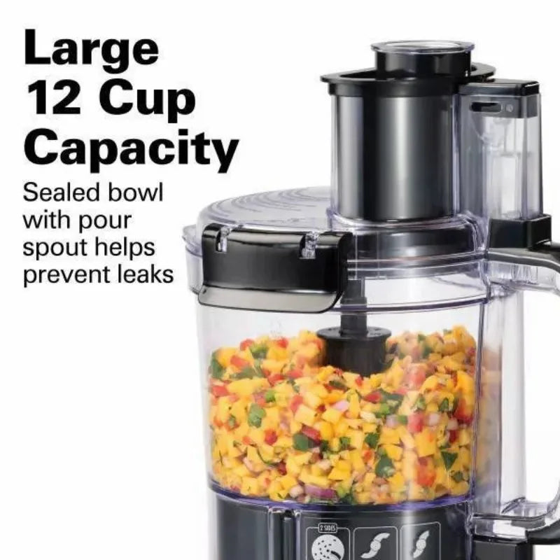 Hamilton Beach 12 Cup Stack and Snap Food Processor Black