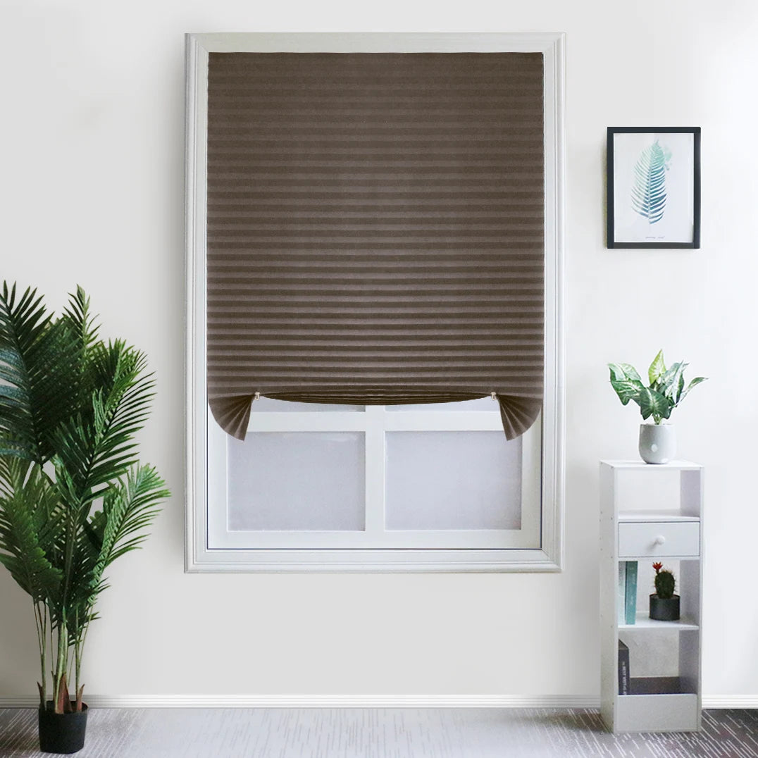 Cordless Pleated Fabric Window Blind For Room Darkening