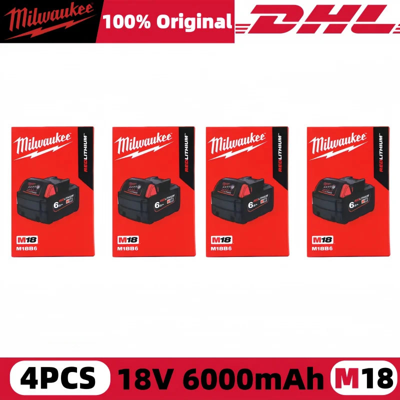 100% New Milwaukee M18 6.0Ah High Output Battery 18V Lithium-ion Rechargeable for Milwaukee M18 Cordless Power Tools 18v Battery