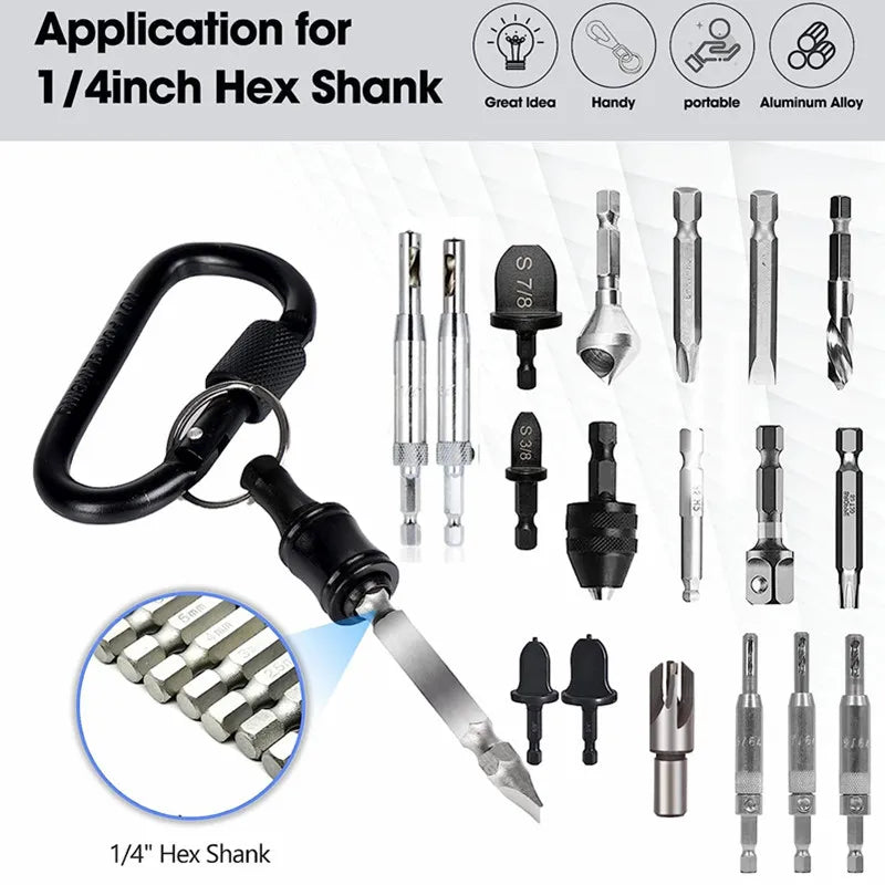 Bit Holder Keychain for Quick Change Hex Screwdriver Bits