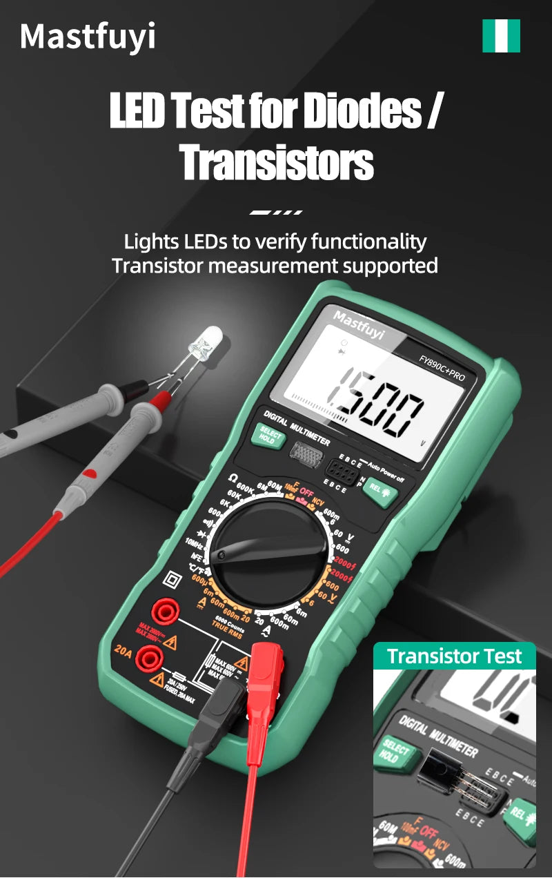 MASTFUYI 2000V 20A Extra-Large Range Digital Multimeter Photovoltaic Multimeter True RMS Multifunctional All-in-One Machine