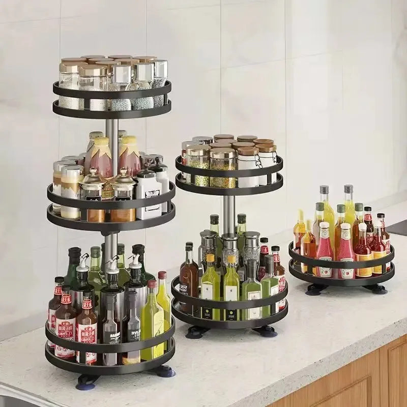 Rotating Spice Rack Organizer for Seasonings and Jars
