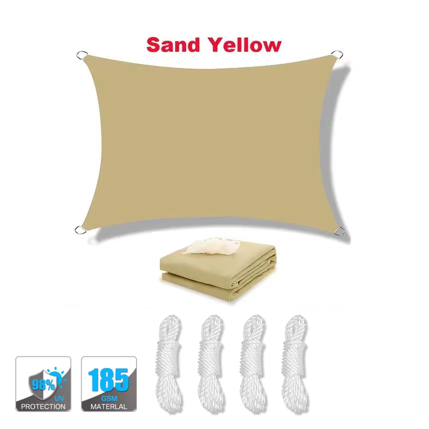 95% UV Block Waterproof Sun Shade Sail - High-Density Breathable Canopy for Patio Garden Pool Backyard, Windproof with Stainless